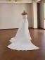 Vintage / Retro High-end White Handmade  Pearl Rhinestone Satin Wedding Dresses 2026 Trumpet / Mermaid Strapless Sleeveless Backless Sweep Train
