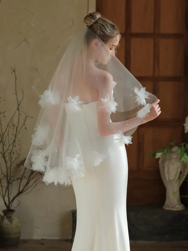 Élégant Blanche Appliques La Mariée Voile De Mariée 2025 Tulle