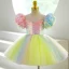 Colored Multi-Colors Sequins Short Party Dresses Flower Girl Dresses 2022 Ball Gown Scoop Neck Puffy Short Sleeve Flower Girl Dresses