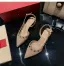 Charming Pool Blue Rivet Evening Party Womens Sandals 2022 Leather 3 cm Low Heel Thick Heels Pointed Toe Womens Shoes