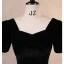 Vintage / Retro Black Embroidered Satin Prom Dresses 2023 Ball Gown Square Neckline Short Sleeve Backless Floor-Length / Long Prom Formal Dresses