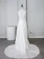 Vintage / Retro White Beading Lace Flower Wedding Dresses 2025 Trumpet / Mermaid High Neck Sleeveless Sweep Train
