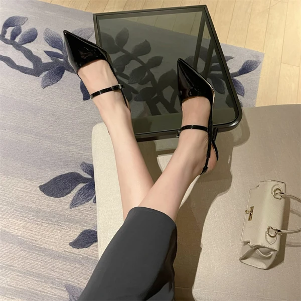 Chic / Beautiful Black Street Wear Womens Sandals 2022 9 cm Stiletto Heels Pointed Toe Sandals High Heels