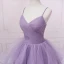 Charmant Lavendel Fallende Rüsche Ballkleider 2023 Ballkleid Spaghettiträger Ärmellos Rückenfreies Lange Ball Festliche Kleider
