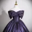 Vintage / Retro Purple Prom Dresses 2025 Ball Gown Bow Off-The-Shoulder Short Sleeve Backless Floor-Length / Long Formal Dresses