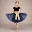 Chic / Belle Bleu Marine Anniversaire Courte Robe Ceremonie Fille 2022 Robe Boule Encolure Dégagée Noeud Ceinture Sans Manches Robe Ceremonie Fille