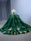 High-end Vintage Mørk Grønn Beading Perle Paljetter Gripende Ruffles Ballkjoler 2024 Ballkjole Kjæreste Korsett Uten Ermer Ryggløse Domstol Tog