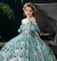 Vintage / Retro Green Sequins Birthday Flower Girl Dresses 2024 Ball Gown Scoop Neck Short Sleeve Floor-Length / Long