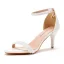 Sexy White Pearl Wedding Shoes 2023 Ankle Strap 7 cm Stiletto Heels Open / Peep Toe Wedding Sandals High Heels