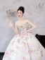 Flower Fairy Bling Bling White Sequins Flower Wedding Dresses 2025 Ball Gown Strapless Sleeveless Backless Floor-Length / Long Tulle