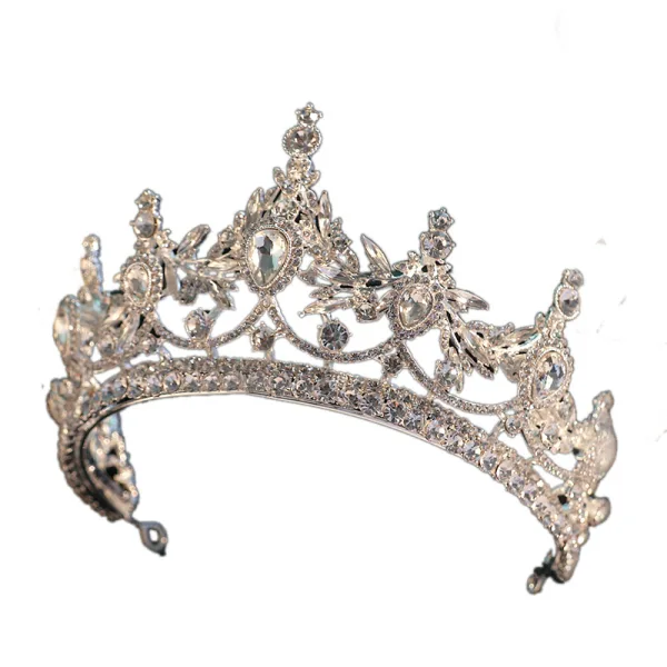 Charmig Vita Kristall Rhinestone Bröllop Tiara Brud Huvudbonad Legering 2022