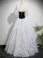 Fashion Silver Grey Tassel Prom Dresses 2025 Ball Gown Off-The-Shoulder Short Sleeve Backless Floor-Length / Long Formal Dresses