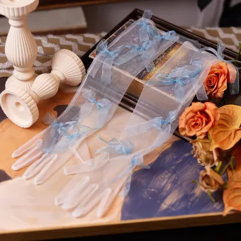 Elegant White Handmade Bow Tulle Wedding Bridal Gloves 2026