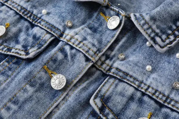 Women Beading Rhinestone Pearl Denim Sky Blue Coats & Jackets Cotton Loose Lapel Street Wear Fall Winter Long Sleeve Tops