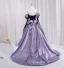 Fashion Lavender Cascading Ruffles Prom Dresses 2024 Ball Gown Off-The-Shoulder Long Sleeve Backless Floor-Length / Long Prom Formal Dresses