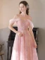 Charmant Rougissant Rose Perlage En Dentelle Fleur Robe De Bal 2024 Princesse De l'épaule Sans Manches Dos Nu Longue Promo Robe De Ceremonie