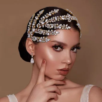 Sjarmerende Gull Rhinestone Legering Har Tilbehor 2023 Bryllup