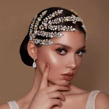Charmig Guld Rhinestone Legering Brud Huvudbonad 2023 Bröllop