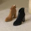 Piękne Brązowy Spadek Zima Przypadkowy Zamszowe Kozaki Damskie 2024 Skórzany 10 cm Blokowe Obcasy Szpiczaste Boots