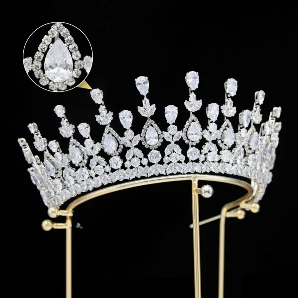 Baroque Silver Rhinestone Wedding Bridal Hair Accessories Tiara 2024 Alloy