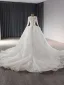 Elegant High-end White Lace Flower Wedding Dresses 2024 Ball Gown V-Neck Long Sleeve Chapel Train Wedding
