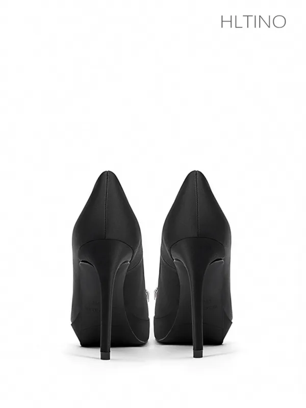 Mooie / Prachtige Zwarte Rhinestone Gala Pumps 2025 10 cm Naaldhakken / Stiletto Spitse Neus Pumps Hoge Hakken