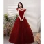 Chic / Belle Bordeaux Paillettes Robe De Bal 2023 Princesse Encolure Dégagée Sans Manches Dos Nu Longue Promo Robe De Ceremonie