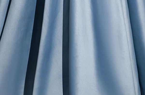 Chic / Beautiful Sky Blue Satin Pearl Prom Dresses 2023 A-Line / Princess Square Neckline Short Sleeve Backless Floor-Length / Long Formal Dresses