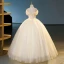 Elegant Champagne Appliques Prom Dresses 2023 Ball Gown Off-The-Shoulder Short Sleeve Backless Floor-Length / Long Prom Formal Dresses