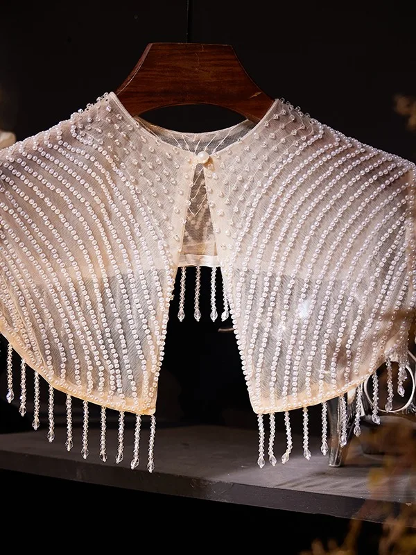 Moda Białe Perła Wykonany Ręcznie Frezowanie Kutas szal 2025