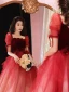 Chic / Beautiful Burgundy Evening Dresses 2023 A-Line / Princess Square Neckline Short Sleeve Backless Floor-Length / Long Evening Party Formal Dresses