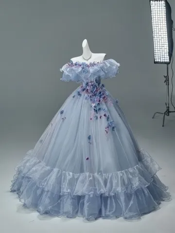 Elegante Hemelsblauw Appliques Galajurken 2026 Baljurk Uit De Schouder Korte Mouwen Ruglooze Lange Gelegenheid Jurken