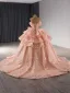 Fashion Luxury / Gorgeous Orange Butterfly Appliques Cascading Ruffles Prom Dresses 2024 Ball Gown Strapless Sleeveless Backless Chapel Train Prom Formal Dresses