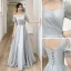 Simple Gris Robe Demoiselle D'honneur 2022 Princesse Manches Courtes Dos Nu Longue Demoiselle D'honneur Robe De Ceremonie