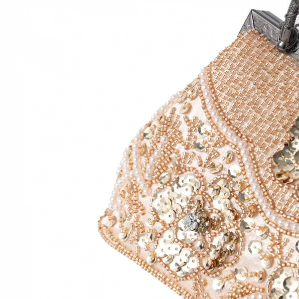 Vintage / Originale Scintillantes Beige Perlage Faux Diamant Paillettes Promo Pochette 2023