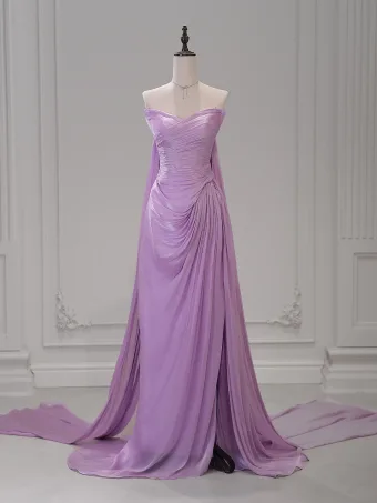 Éthéré Lavande Robe De Soirée 2026 Bustier Sans Manches Dos Nu Longue Robe De Ceremonie