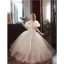 Illusion White Prom Dresses 2022 A-Line / Princess Square Neckline Bow Puffy Short Sleeve Backless Floor-Length / Long Prom Formal Dresses