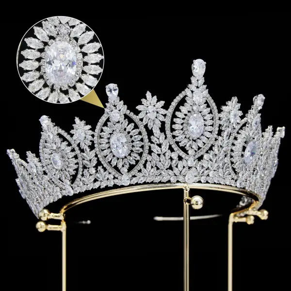 Baroque Bling Bling Argenté Faux Diamant Accessoire Cheveux Mariage 2024 Zircon Alliage Mariage