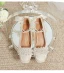 Vintage / Originale Beige Perle Bride Cheville Faux Diamant Satin Chaussure De Mariée 2024 5 cm Talons Épais Pied Carré Mariage Escarpins Talons Hauts