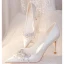 Chic / Beautiful Ivory Satin Rhinestone Wedding Shoes 2023 Leather 8 cm Stiletto Heels Pointed Toe Wedding Pumps High Heels