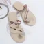 Fashion Gold Summer Beach Rhinestone Womens Sandals 2022 Open / Peep Toe Flat Sandals