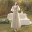Modest / Simple Grey Bridesmaid Dresses 2022 A-Line / Princess Short Sleeve Backless Floor-Length / Long Bridesmaid