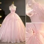 Lovely Candy Pink Prom Dresses 2023 Ball Gown Organza Strapless Sleeveless Backless Floor-Length / Long Prom Formal Dresses