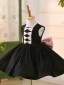 Audrey Hepburn Style Black Short Birthday Flower Girl Dresses 2024 Ball Gown Scoop Neck Bow Sleeveless