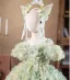 Flower Fairy Sage Green Appliques Birthday Flower Girl Dresses 2025 Ball Gown Spaghetti Straps Pearl Short Sleeve Backless Floor-Length / Long