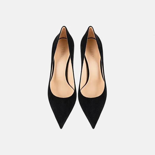 Fashion Black Suede Evening Party Pumps 2023 12 cm Stiletto Heels Pointed Toe Pumps High Heels