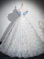 Chic / Beautiful Sky Blue Printing Prom Dresses 2024 Ball Gown Strapless Sleeveless Backless Floor-Length / Long Prom Formal Dresses