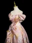 Fashion Blushing Pink Beading Prom Dresses 2025 A-Line / Princess Off-The-Shoulder Short Sleeve Backless Floor-Length / Long Formal Dresses
