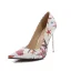 Modest / Simple White Printing Pumps 2023 Street Wear 11 cm Stiletto Heels Pointed Toe Pumps High Heels