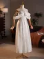 Chic / Beautiful White Engagement Prom Dresses 2025 A-Line / Princess Off-The-Shoulder Sleeveless Backless Floor-Length / Long Prom Formal Dresses